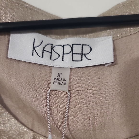 KASPER Shimmering Gold Sleeveless Blouse - Picture 2 of 5